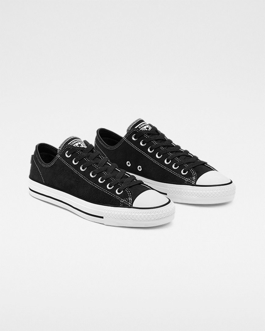 Bascheți Barbati Converse CONS Chuck Taylor All Star Pro Piele Intoarsa Negrii Albi | RO LAFEK216